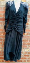 Load image into Gallery viewer, 1980s Ruched Chiffon and Sequin Shoulder Cocktail Dress Kargo Fresh