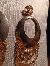 Load image into Gallery viewer, Extra large Industrial Abstract Brass Clip on Earrings