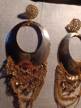 Load image into Gallery viewer, Extra large Industrial Abstract Brass Clip on Earrings