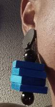Load image into Gallery viewer, Handmade Avant garde wooden blocks clip on earrings