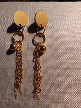 Load image into Gallery viewer, Handmade wood and chain clip on earrings