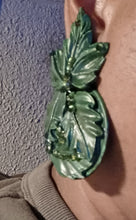Load image into Gallery viewer, Vintage Jeff Lieb clay Leaf Couture clip on earrings