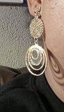 Load image into Gallery viewer, Clip on handmade rhinestone dangle earrings