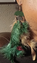 Load image into Gallery viewer, Handmade large clip on feather earrings