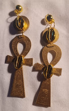 Load image into Gallery viewer, Clip on Abstract Handpainted Ankh Earrings