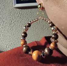 Load image into Gallery viewer, Handmade boho wood bead clip on hoops