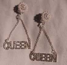 Load image into Gallery viewer, Handmade Queen nameplate clip on earrings