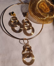 Load image into Gallery viewer, Abstract spiral wire necklace bracelet and clip on earrings set