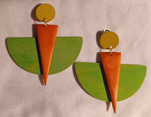 Load image into Gallery viewer, Clip on handmade Pop Art wooden earrings
