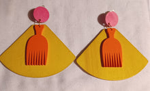 Load image into Gallery viewer, Clip on Handpainted afro pick earrings