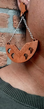 Load image into Gallery viewer, Clip on Unique Africa Chain Dangle Wooden Earrings