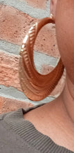 Load image into Gallery viewer, Rare large hammered bamboo hoop earrings
