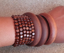 Load image into Gallery viewer, Chunky vintage wooden bangle set of 4