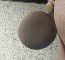 Load image into Gallery viewer, Large classic wooden minimalist disc clip on earrings