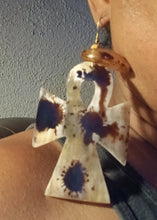 Load image into Gallery viewer, Vintage large bovine ankh earrings