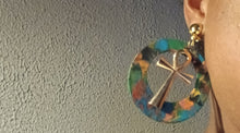 Load image into Gallery viewer, Clip on Abstract Handpainted Ankh Earrings