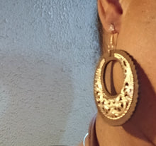 Load image into Gallery viewer, Unique wood and metal bamboo hoops