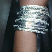 Load image into Gallery viewer, Set of 20 boho Silver metal bangles