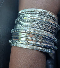 Load image into Gallery viewer, Set of 20 boho Silver metal bangles