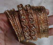 Load image into Gallery viewer, Set of 20 gold glam bangles