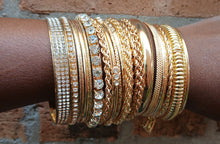 Load image into Gallery viewer, Set of 25 Chunky gold Bangles for large hands/wrist