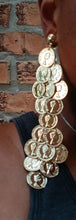 Load image into Gallery viewer, Handmade clip on coin dangle earrings