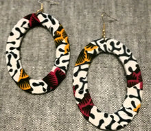 Load image into Gallery viewer, Abstract Ankara Fabric Hoop Earrings Kargo Fresh