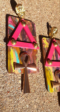 Load image into Gallery viewer, Abstract Handpainted Ankh Pyramid and Pharaoh Earrings Kargo Fresh
