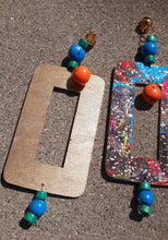 Load image into Gallery viewer, Abstract Handpainted Design Wooden Clip on Earrings Kargo Fresh