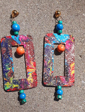 Load image into Gallery viewer, Abstract Handpainted Design Wooden Clip on Earrings Kargo Fresh