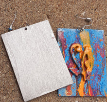 Load image into Gallery viewer, Abstract Handpainted Eye of Horus Wood Earrings Kargo Fresh