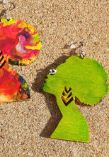 Load image into Gallery viewer, Abstract handpainted Afrocentric AFRO QUEEN Earrings Kargo Fresh