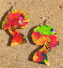Load image into Gallery viewer, Abstract handpainted Afrocentric AFRO QUEEN Earrings Kargo Fresh