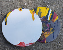 Load image into Gallery viewer, Abstract handpainted Circular Square Wooden Earrings Kargo Fresh