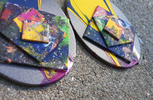 Load image into Gallery viewer, Abstract handpainted Circular Square Wooden Earrings Kargo Fresh