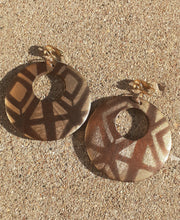 Load image into Gallery viewer, Abstract handpainted Mudcloth print Wooden Clip On Earrings Kargo Fresh