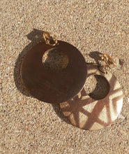 Load image into Gallery viewer, Abstract handpainted Mudcloth print Wooden Clip On Earrings Kargo Fresh