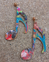 Load image into Gallery viewer, Abstract handpainted Music Note Wooden Earrings Kargo Fresh