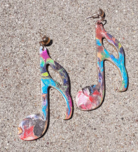 Load image into Gallery viewer, Abstract handpainted Music Note Wooden Earrings Kargo Fresh