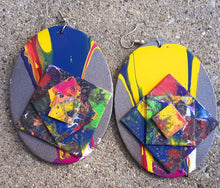 Load image into Gallery viewer, Abstract handpainted Oval Wooden Earrings Kargo Fresh
