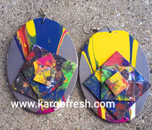 Load image into Gallery viewer, Abstract handpainted Oval Wooden Earrings Kargo Fresh