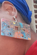 Load image into Gallery viewer, Abstract handpainted Wooden Cassette Tape Earrings Kargo Fresh