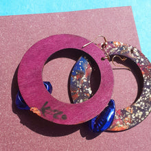 Load image into Gallery viewer, Abstract handpainted Wooden Hoop Earrings Kargo Fresh