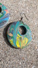 Load image into Gallery viewer, Abstract handpainted Wooden Hoop Earrings Kargo Fresh
