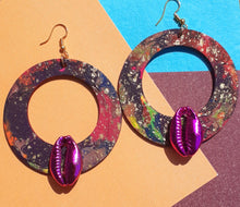 Load image into Gallery viewer, Abstract handpainted Wooden Hoop Earrings Kargo Fresh