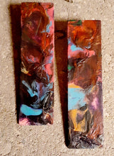 Load image into Gallery viewer, Abstract handpainted wooden Elongated Stud Earrings Kargo Fresh