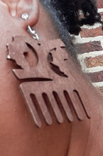 Load image into Gallery viewer, Adinkra Afro Pick Symbol Earrings Kargo Fresh