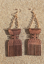 Load image into Gallery viewer, Adinkra symbol Afro Pick Earrings Kargo Fresh