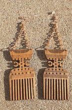 Load image into Gallery viewer, Adinkra symbol Afro Pick Earrings Kargo Fresh