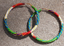 Load image into Gallery viewer, African Ankara Print Africa XL Hoop Earrings Kargo Fresh